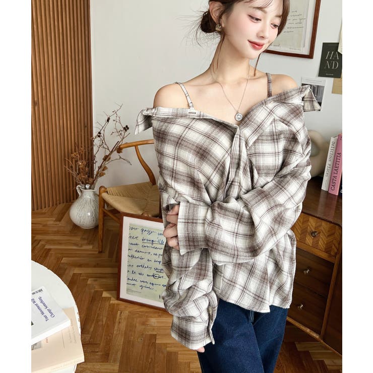 マルチウェイ長袖ルーズチェックシャツ | moment+ | 詳細画像47 