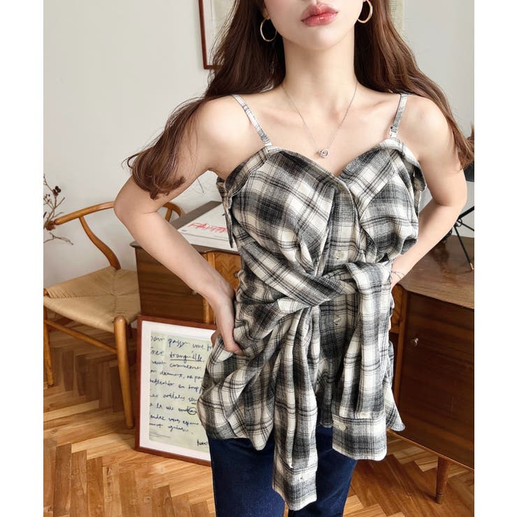 マルチウェイ長袖ルーズチェックシャツ | moment+ | 詳細画像5 