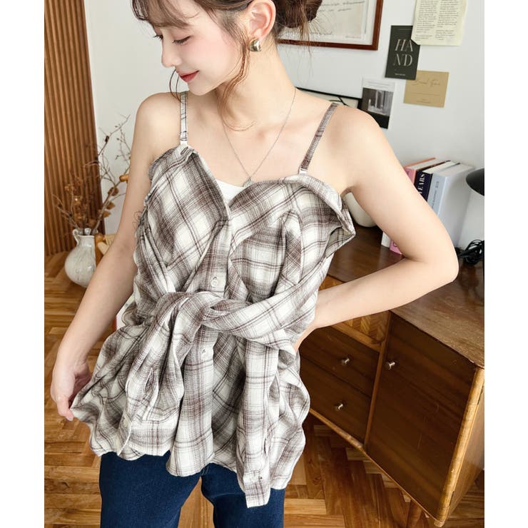 マルチウェイ長袖ルーズチェックシャツ | moment+ | 詳細画像50 