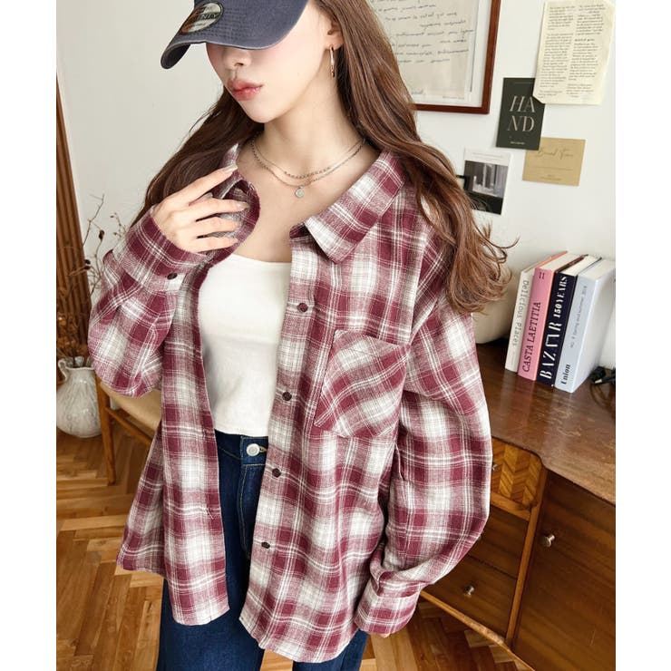 マルチウェイ長袖ルーズチェックシャツ | moment+ | 詳細画像53 