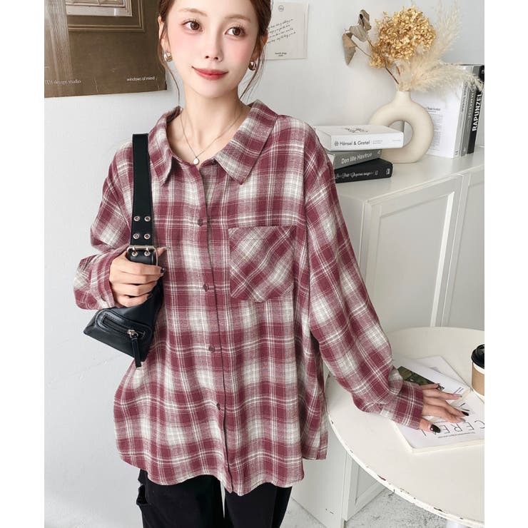 マルチウェイ長袖ルーズチェックシャツ | moment+ | 詳細画像56 