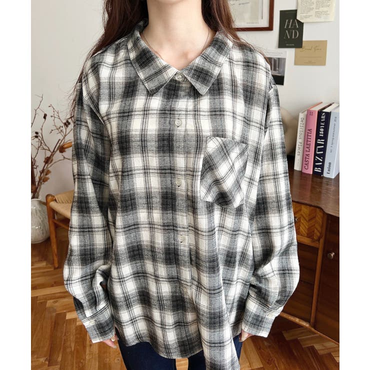 マルチウェイ長袖ルーズチェックシャツ | moment+ | 詳細画像6 