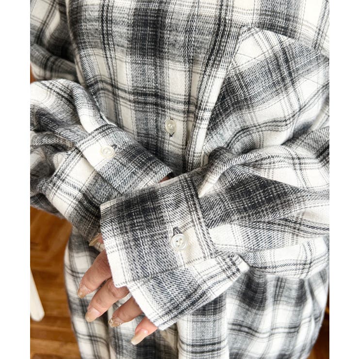 マルチウェイ長袖ルーズチェックシャツ | moment+ | 詳細画像9 