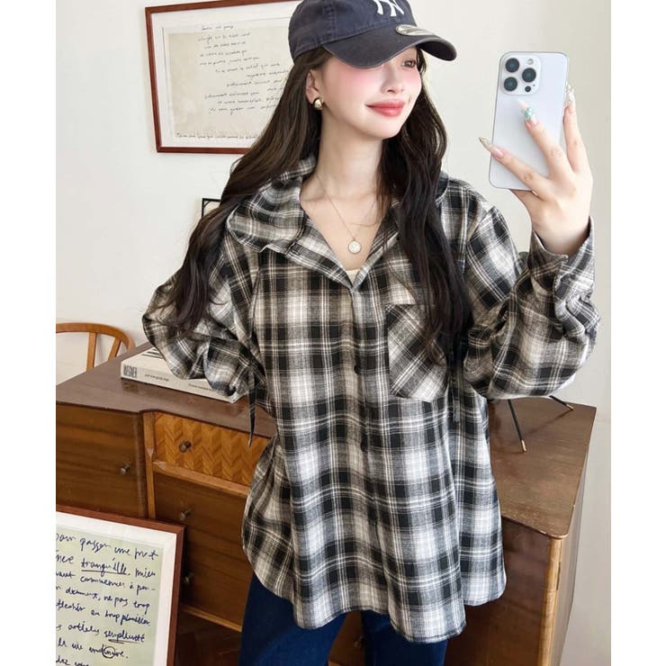 フード付き長袖チェックシャツ | moment+ | 詳細画像11 