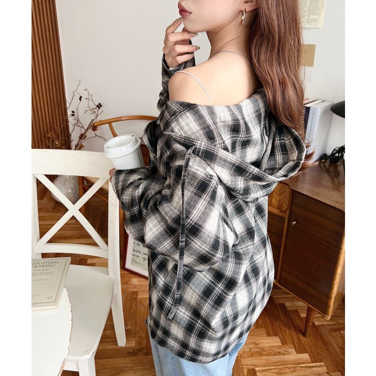 フード付き長袖チェックシャツ | moment+ | 詳細画像16 