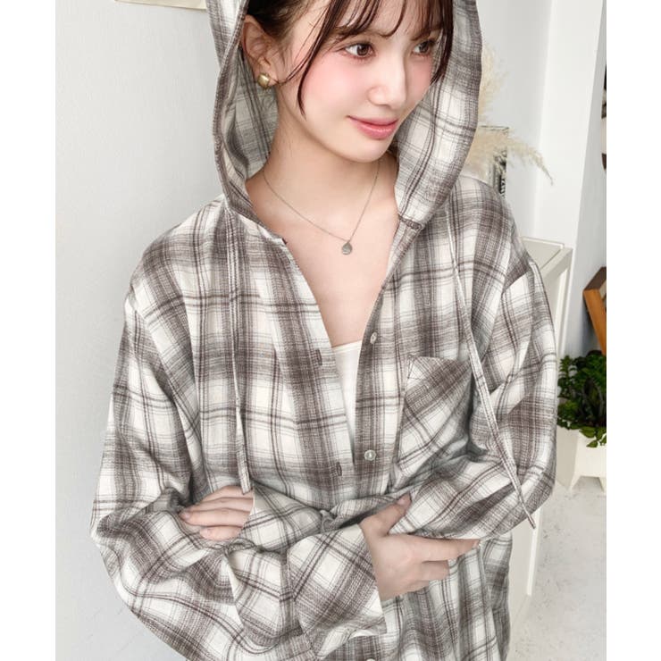 フード付き長袖チェックシャツ | moment+ | 詳細画像23 