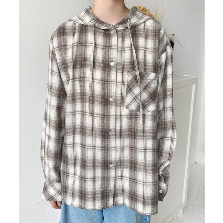 フード付き長袖チェックシャツ | moment+ | 詳細画像26 