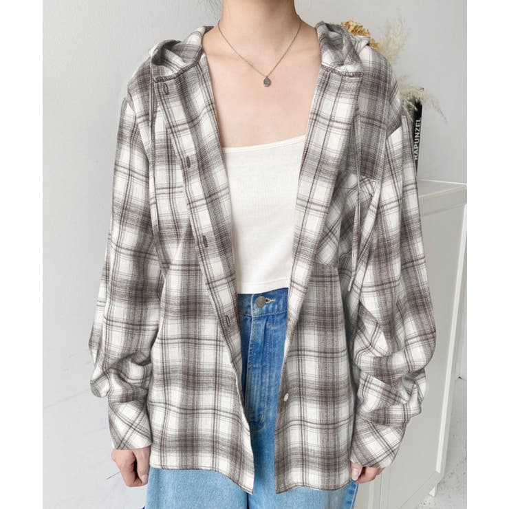 フード付き長袖チェックシャツ | moment+ | 詳細画像28 