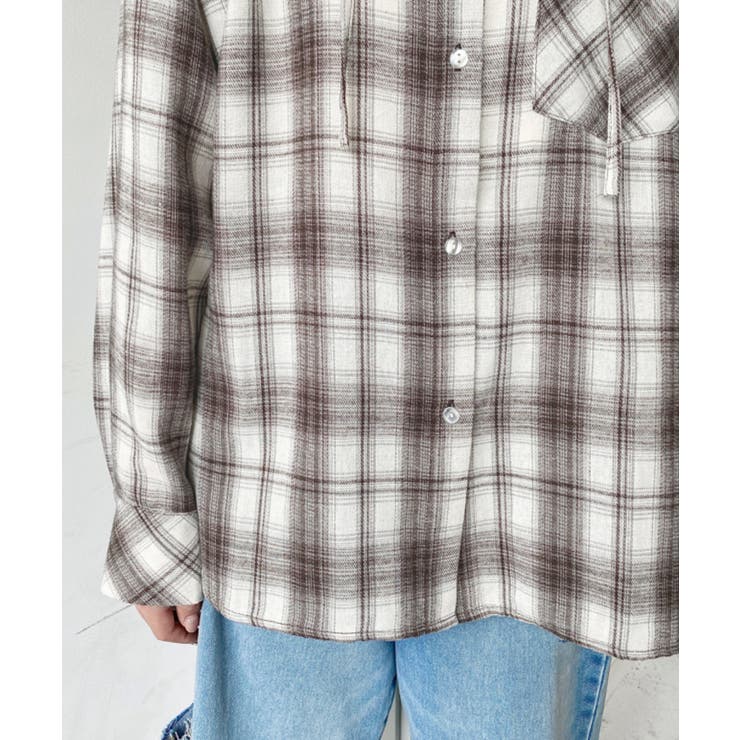 フード付き長袖チェックシャツ | moment+ | 詳細画像29 