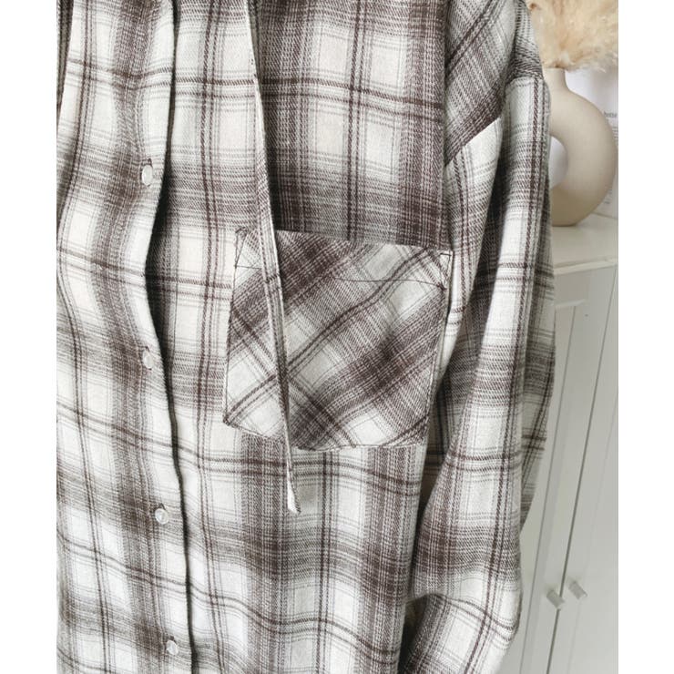 フード付き長袖チェックシャツ | moment+ | 詳細画像30 