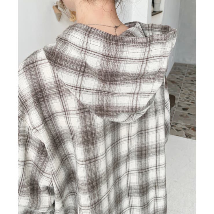 フード付き長袖チェックシャツ | moment+ | 詳細画像32 