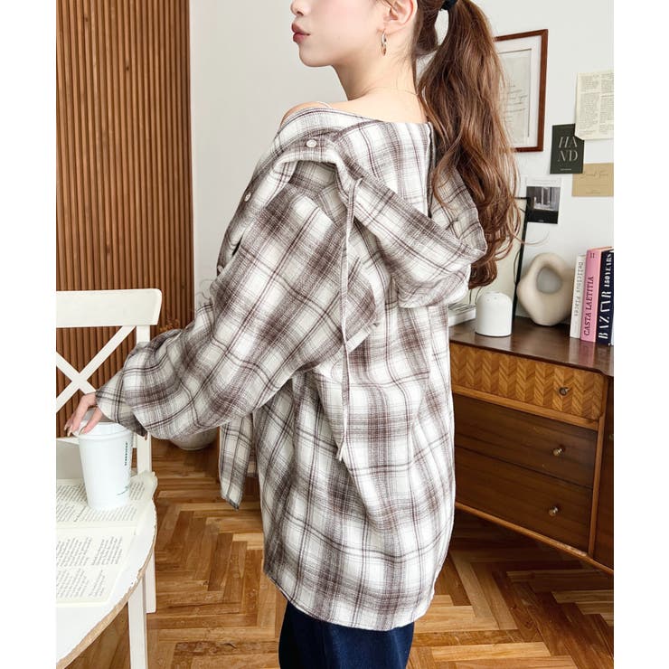 フード付き長袖チェックシャツ | moment+ | 詳細画像36 