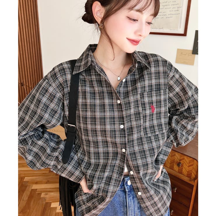 ブラック | U.S.POLO ASSNワンポイント刺繍チェックシャツ | moment+