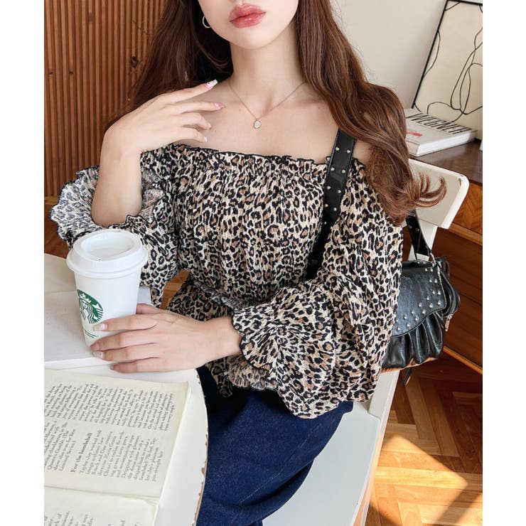 オフショルティアードレオパードプルオーバー | moment+ | 詳細画像10 