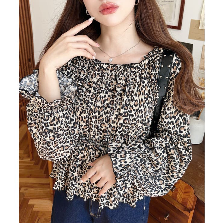 オフショルティアードレオパードプルオーバー | moment+ | 詳細画像12 