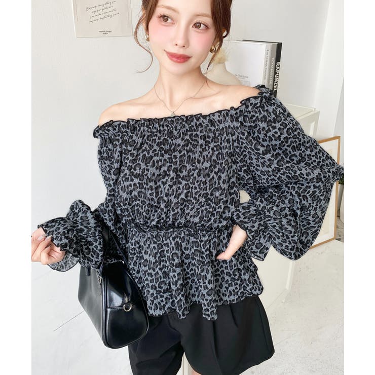 オフショルティアードレオパードプルオーバー | moment+ | 詳細画像2 