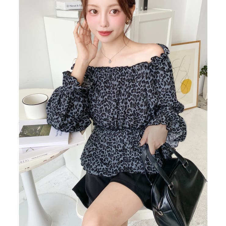 オフショルティアードレオパードプルオーバー | moment+ | 詳細画像3 