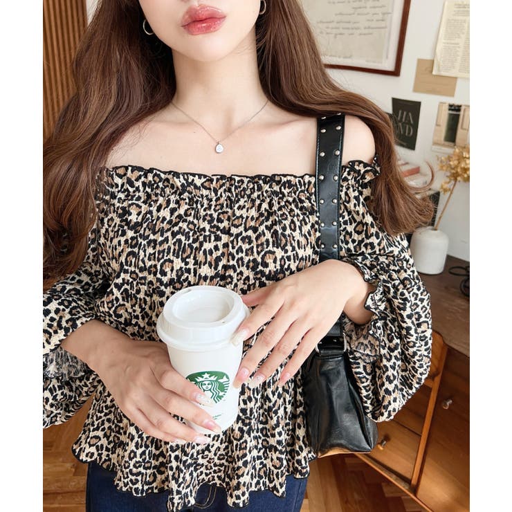 オフショルティアードレオパードプルオーバー | moment+ | 詳細画像7 