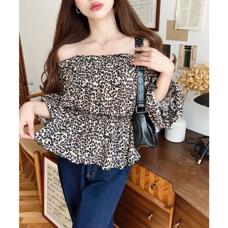 オフショルティアードレオパードプルオーバー | moment+ | 詳細画像8 