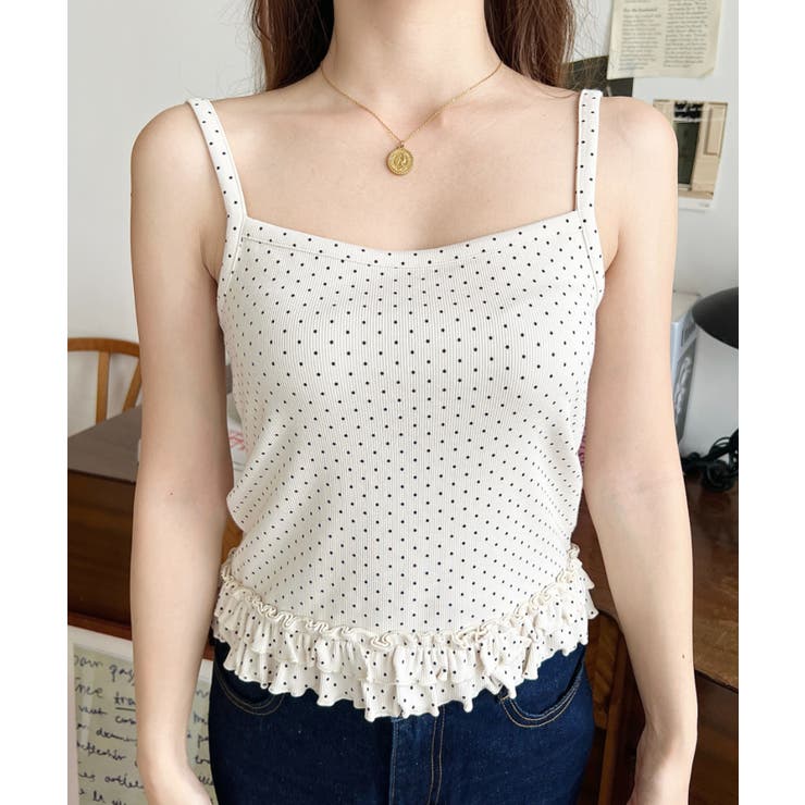 フロントリボンカーディガン+ドットフリルキャミアンサンブル | moment+ | 詳細画像11 