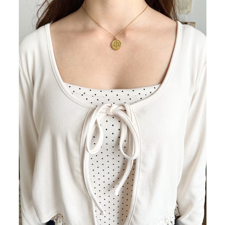 フロントリボンカーディガン+ドットフリルキャミアンサンブル | moment+ | 詳細画像7 