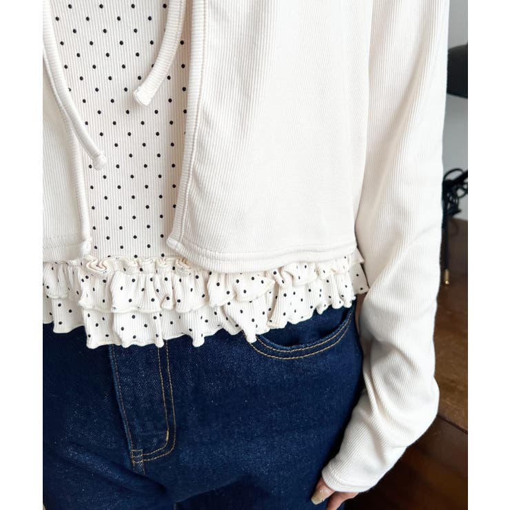 フロントリボンカーディガン+ドットフリルキャミアンサンブル | moment+ | 詳細画像8 