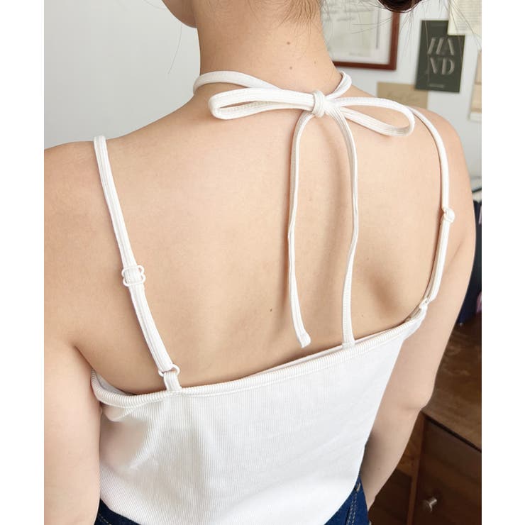 フロントリボンフリルレースカーディガン+クロスネックキャミソールアンサンブル | moment+ | 詳細画像13 