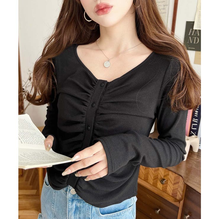 フロントギャザーショートカーディガン | moment+ | 詳細画像11 