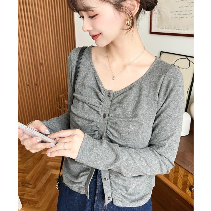 フロントギャザーショートカーディガン | moment+ | 詳細画像15 