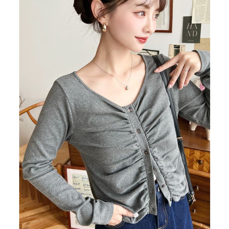 フロントギャザーショートカーディガン | moment+ | 詳細画像16 