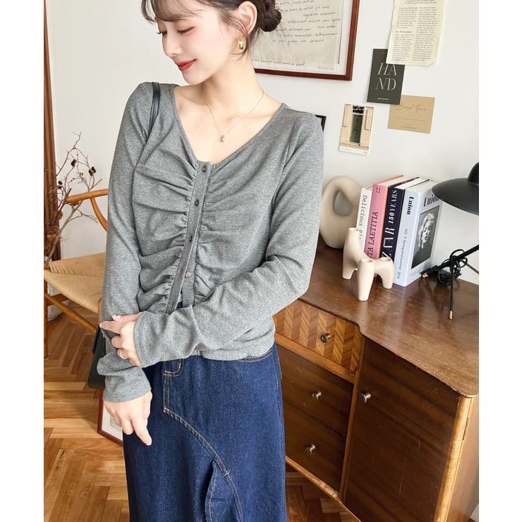 フロントギャザーショートカーディガン | moment+ | 詳細画像17 