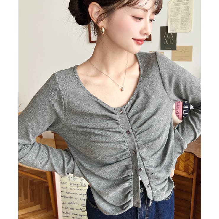 フロントギャザーショートカーディガン | moment+ | 詳細画像19 