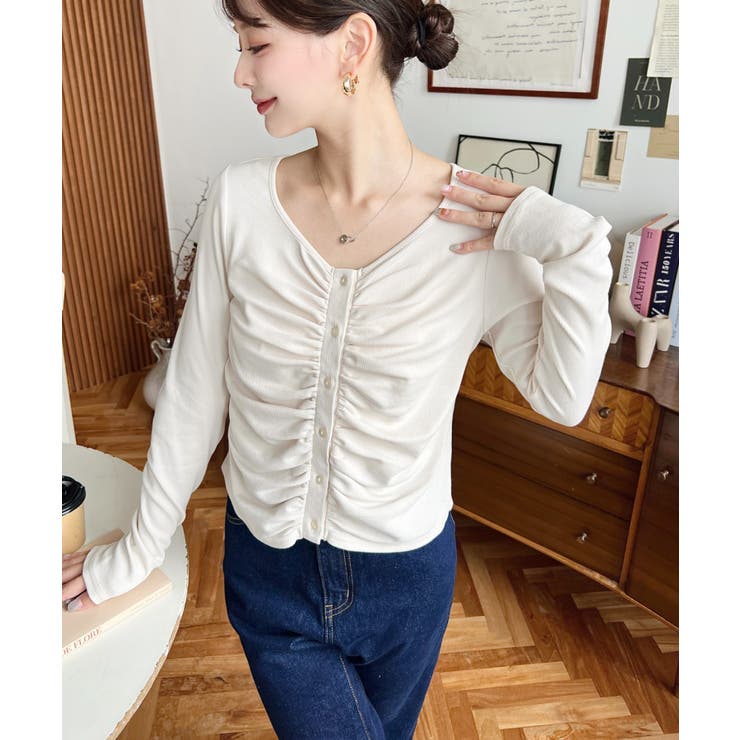 フロントギャザーショートカーディガン | moment+ | 詳細画像2 