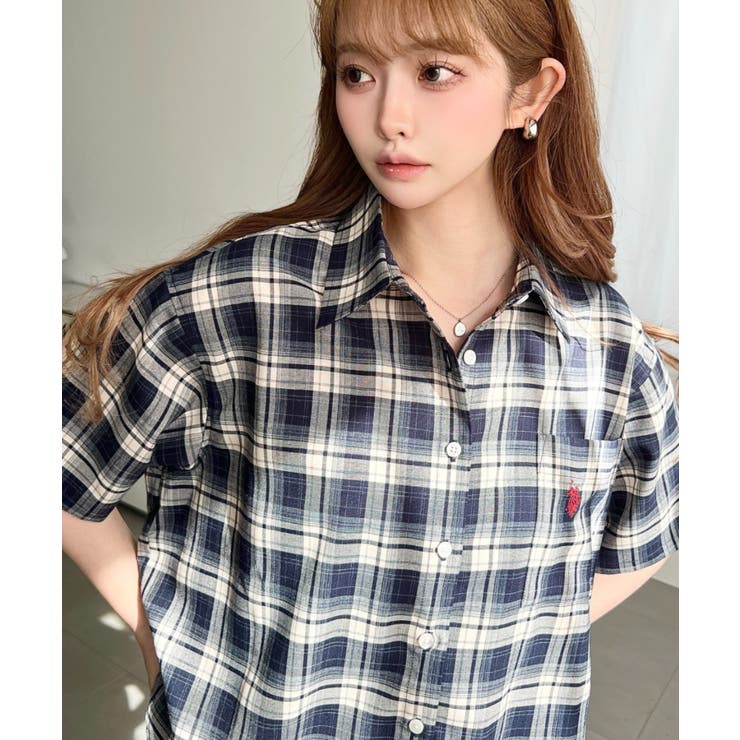 U.S.POLO ASSN.ワンポイント刺繍半袖チェックシャツ | moment+ | 詳細画像2 