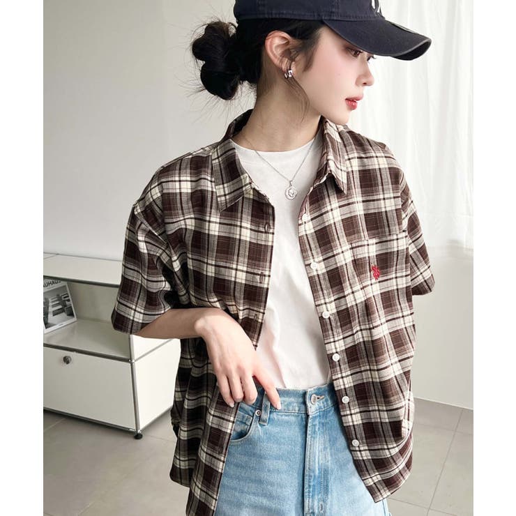 U.S.POLO ASSN.ワンポイント刺繍半袖チェックシャツ | moment+ | 詳細画像35 