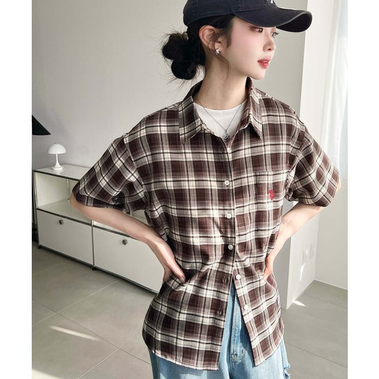 U.S.POLO ASSN.ワンポイント刺繍半袖チェックシャツ | moment+ | 詳細画像37 