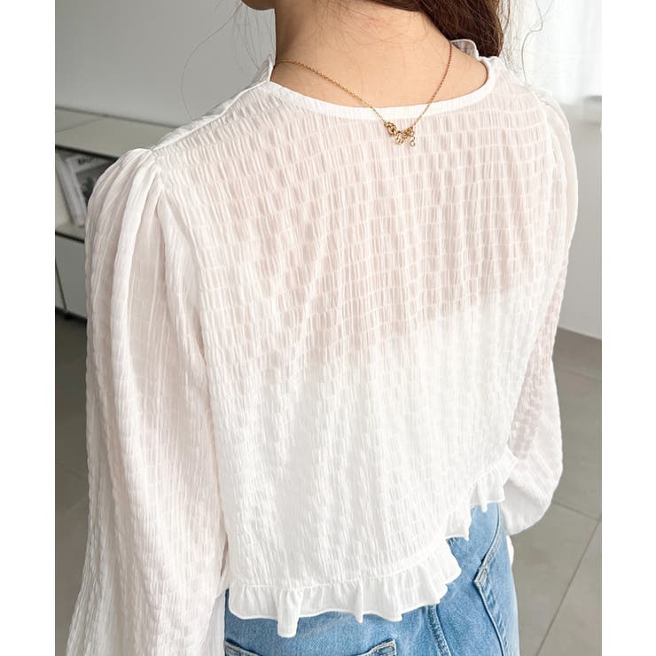 フロントシャーリングキャミ＋フリルリボンボレロセット シアースモッキングライク | moment+ | 詳細画像12 