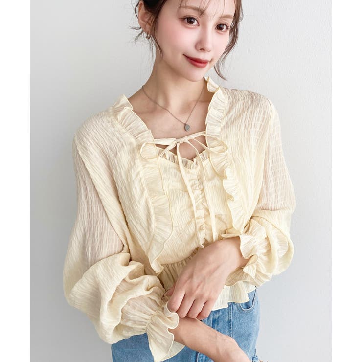 フロントシャーリングキャミ＋フリルリボンボレロセット シアースモッキングライク | moment+ | 詳細画像15 