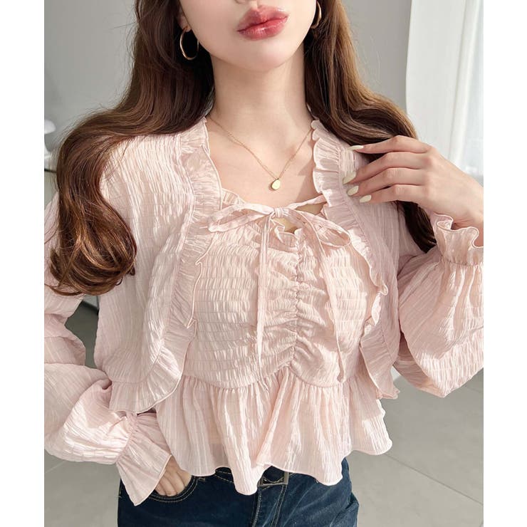 フロントシャーリングキャミ＋フリルリボンボレロセット シアースモッキングライク | moment+ | 詳細画像18 