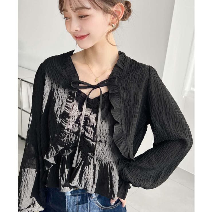 フロントシャーリングキャミ＋フリルリボンボレロセット シアースモッキングライク | moment+ | 詳細画像27 