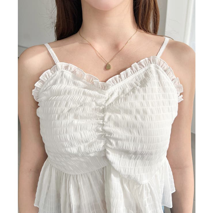 フロントシャーリングキャミ＋フリルリボンボレロセット シアースモッキングライク | moment+ | 詳細画像8 