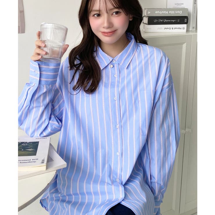 先染めストライプ＆ギンガムチェック&マルチストライプビッグシルエット長袖シャツ | moment+ | 詳細画像12 