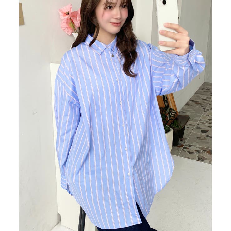 先染めストライプ＆ギンガムチェック&マルチストライプビッグシルエット長袖シャツ | moment+ | 詳細画像13 