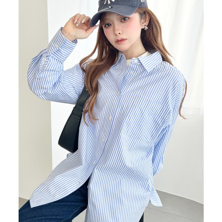 先染めストライプ＆ギンガムチェック&マルチストライプビッグシルエット長袖シャツ | moment+ | 詳細画像17 