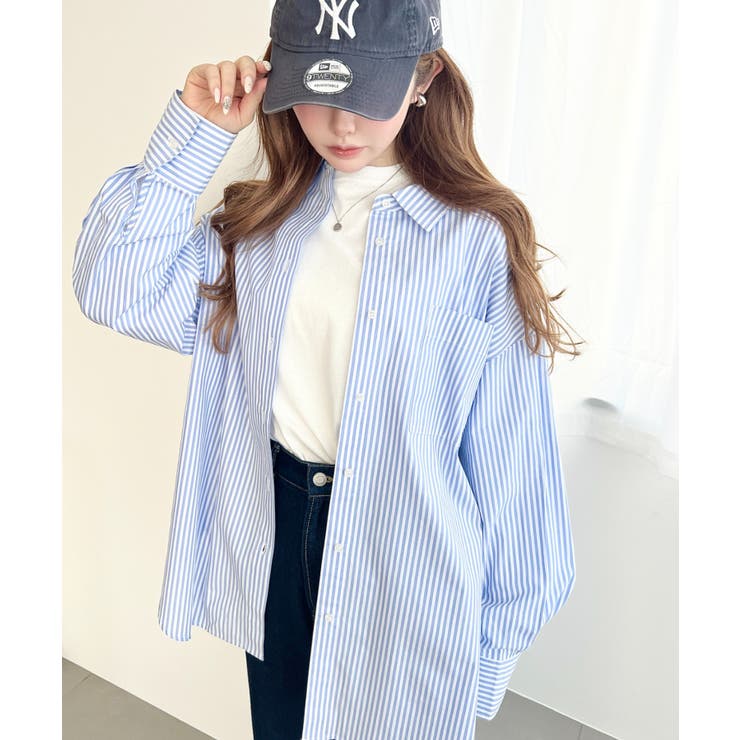 先染めストライプ＆ギンガムチェック&マルチストライプビッグシルエット長袖シャツ | moment+ | 詳細画像19 