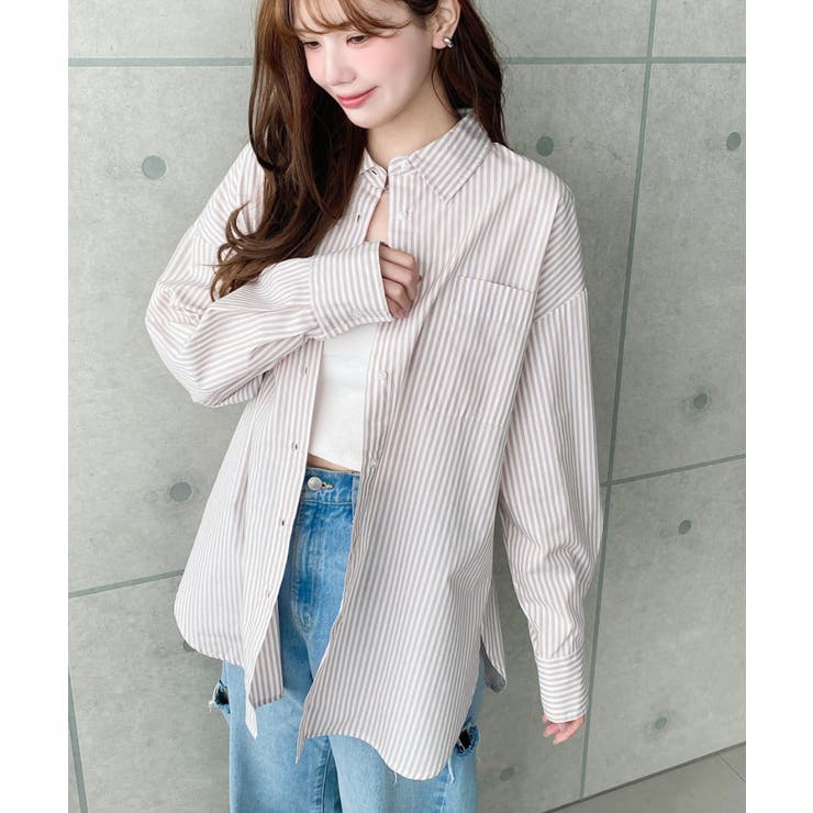 先染めストライプ＆ギンガムチェック&マルチストライプビッグシルエット長袖シャツ | moment+ | 詳細画像2 