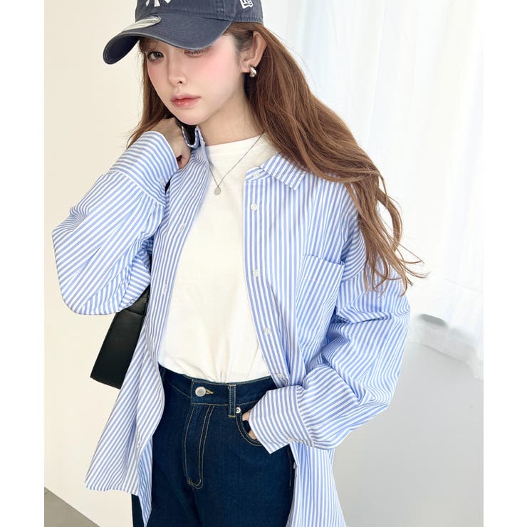 先染めストライプ＆ギンガムチェック&マルチストライプビッグシルエット長袖シャツ | moment+ | 詳細画像20 