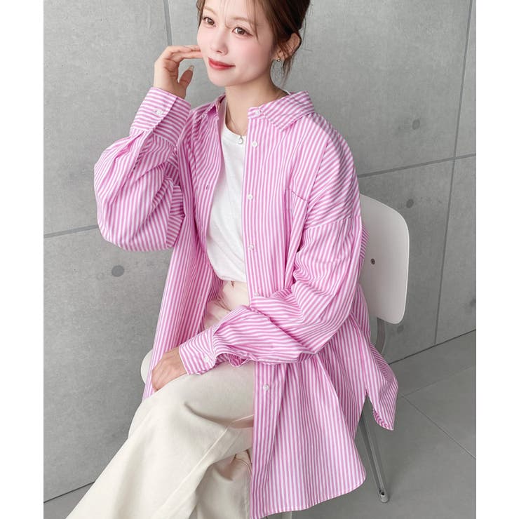 先染めストライプ＆ギンガムチェック&マルチストライプビッグシルエット長袖シャツ | moment+ | 詳細画像25 