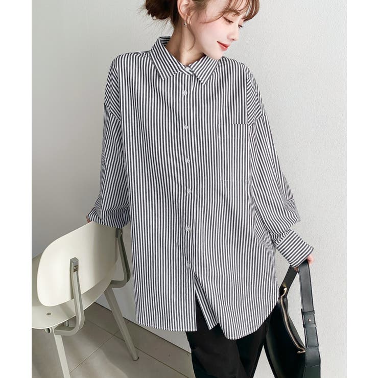 先染めストライプ＆ギンガムチェック&マルチストライプビッグシルエット長袖シャツ | moment+ | 詳細画像28 