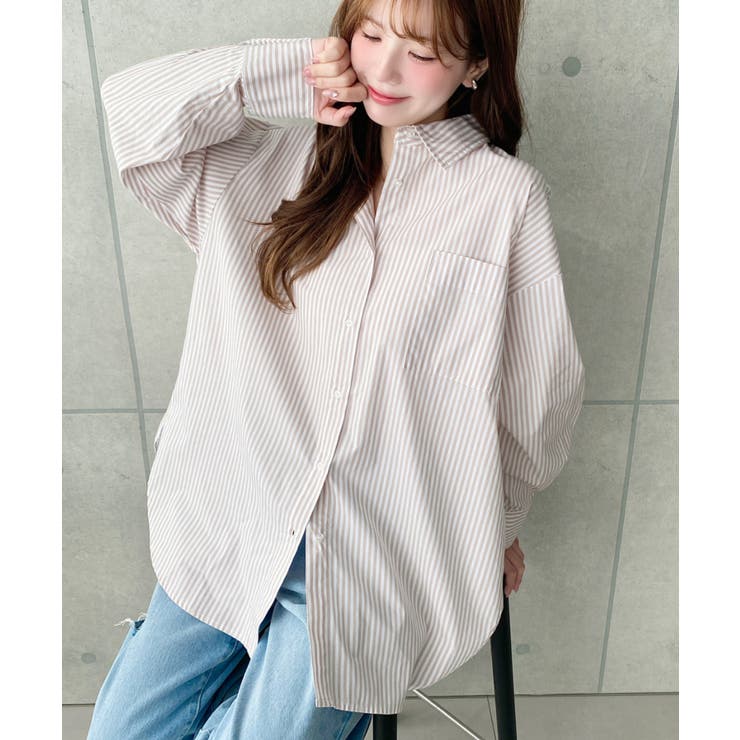 先染めストライプ＆ギンガムチェック&マルチストライプビッグシルエット長袖シャツ | moment+ | 詳細画像3 